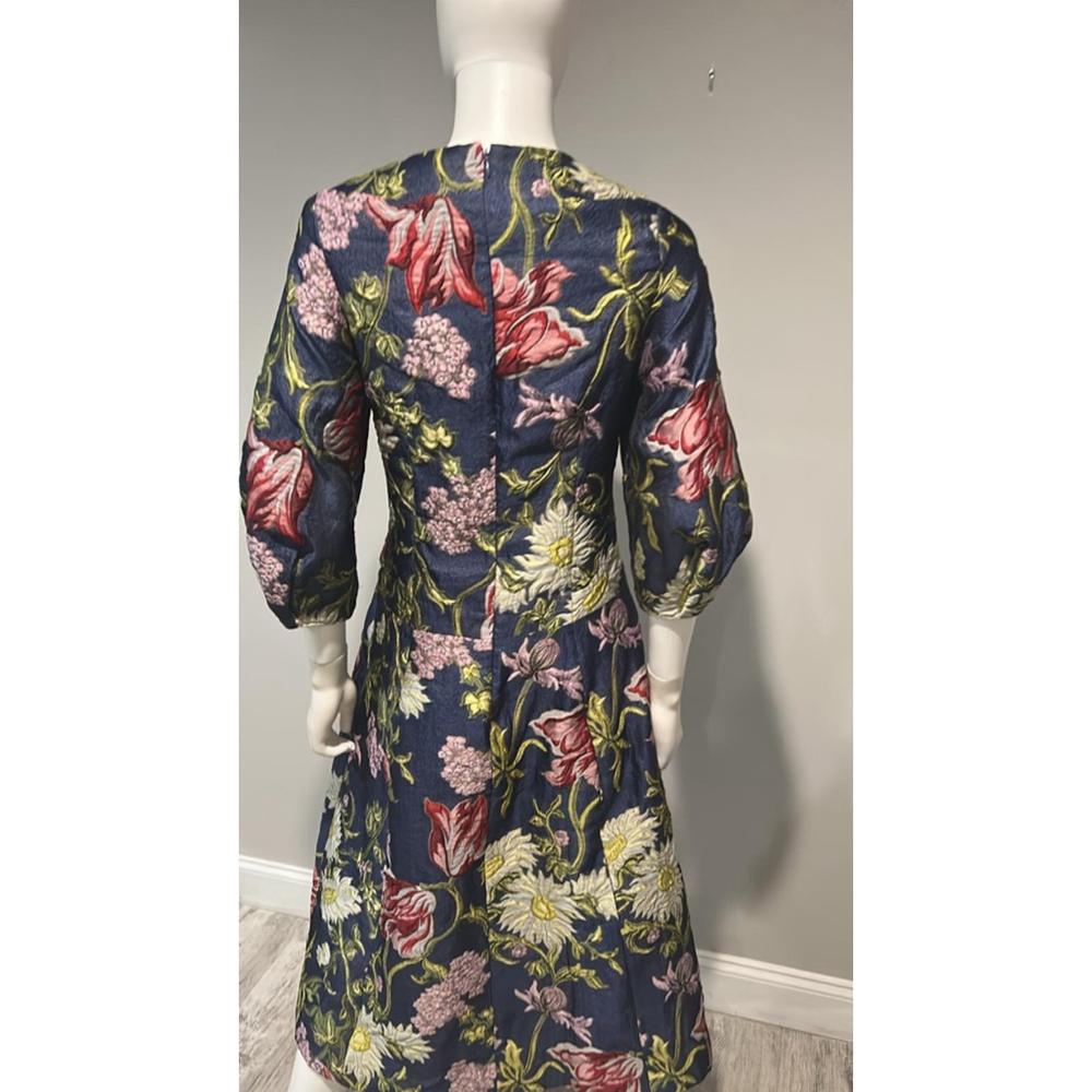 Teri Jon Floral Jacquard Puff-Sleeve Cocktail Dress Size 2 NWT - Picture 9 of 10